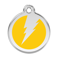 Flash Yellow roestvrijstalen hondenpenning large/groot dia. 3,8 cm - Reddingo