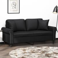 Tweezitsbank met sierkussens 140 cm kunstleer zwart
