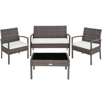 tectake -zitgroep bank, stoelen en tafel-Wicker Tuinset grijs - 403398 - thumbnail