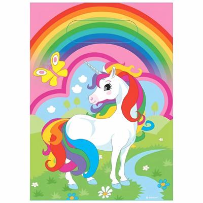 Feestzakjes Eenhoorn - 8x stuks - 23 x 16 cm - uitdeelzakjes - kunststof Feestzakjes Eenhoorn - 8x stuks - 23 x 16 cm - uitdeelzakjes - kunststof