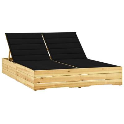Ligbed tweepersoons met zwarte kussens geïmpregneerd grenenhout