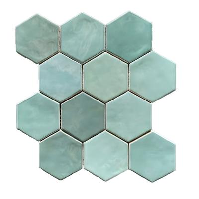 Terre d&apos;Azur Hexagonale Mosaic Verde Mix 28x30 cm