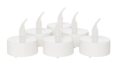 Batterijverlichting 6 stuks LED theelicht geel vlameffect met timer - Annas collection