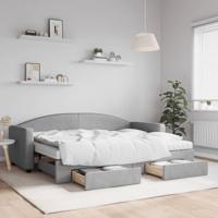 Slaapbank met onderschuifbed en lades 80x200 cm stof lichtgrijs