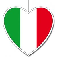 Italie hangdecoratie hart - 14 cm - papier/karton - brandvertragend - Italiaanse vlag