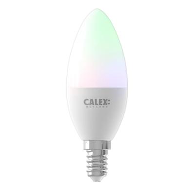 Leen Bakker - Calex Smart LED-kaarslamp - E14 - 4,9W - 470LM - +RGB - Kunststof - Wit - 3.7x3.7x11.4 Cm