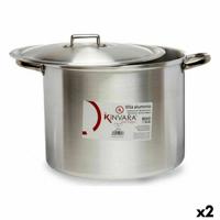 Casserolepan met deksel Kinvara Zilverkleurig Aluminium 44 x 30 x 35 cm (2 Stuks)