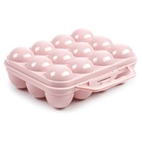 Eierdoos - koelkast organizer eierhouder - 12 eieren - licht roze - kunststof - 20 x 18,5 cm   - - thumbnail