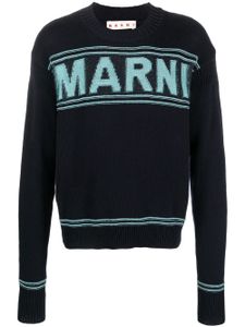 Marni pull en coton à logo intarsia - Bleu