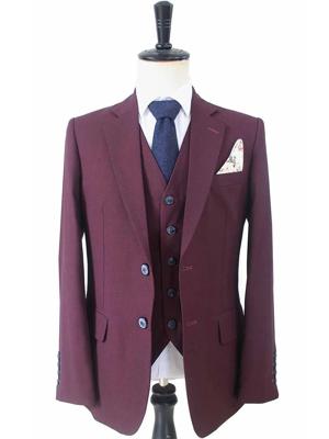 Maatpak Voor Heren | 3-delig Pak | Wijn Rood | Kamgaren Wol | Lichtgewicht & Ademend | Peaky Blinders