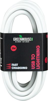 Greenmouse Lightning kabel, USB-A naar 8-pin, 2 m, wit