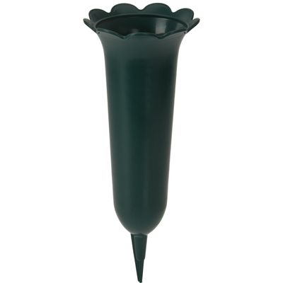 Grafvaas/grafvazen - kunststof - groen - 31 cm - Voor bloemen op graf te zetten