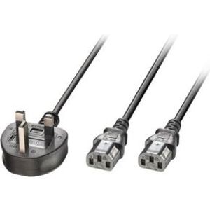 Lindy 30371 electriciteitssnoer Zwart 2,5 m 2 x C13 stekker