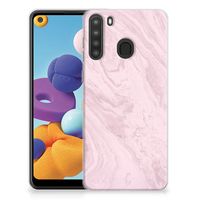 Samsung Galaxy A21 TPU Siliconen Hoesje Marble Pink - Origineel Cadeau Vriendin