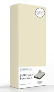Double Jersey Splittopper Hoeslaken Romanette Beige-180 x 200/210/220 cm