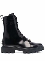 Tod's bottines en cuir à lacets - Noir