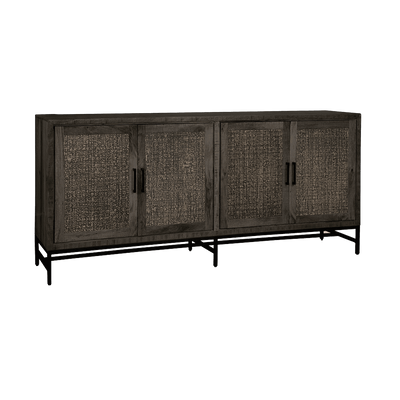 RENEW Dressoir 'Carini' Hout en Webbing, 200cm, kleur Zwart