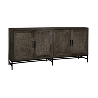 RENEW Dressoir 'Carini' Hout en Webbing, 200cm, kleur Zwart