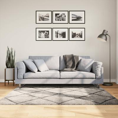 VidaXL Vloerkleed pamplona shaggy hoogpolig 160x160 cm beige antraciet