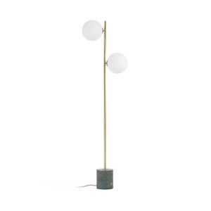 Kave Home Vloerlamp Lonela Marmer en messing, 2-lamps - Donkergroen