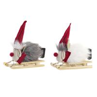 Kerstversiering DKD Home Decor Polyester Rendier (15 x 5,5 x 16,5 cm) (2 Stuks)