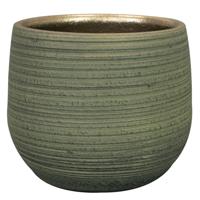 Ter Steege Steege Plantenpot - keramiek - donkergroen - stripes - D15xH13 cm