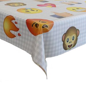 Tafelzeil/tafelkleed met emoji print 140 x 180 cm   -