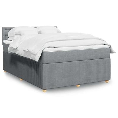 Boxspring met matras stof lichtgrijs 140x190 cm