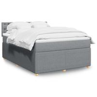 Boxspring met matras stof lichtgrijs 140x190 cm