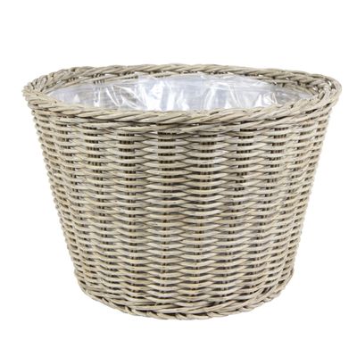 Plantenpot/bloempot van gevlochten kunststof diameter 45 cm en hoogte 31 cm beige