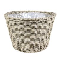Plantenpot/bloempot van gevlochten kunststof diameter 45 cm en hoogte 31 cm beige
