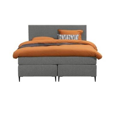 Boxspring Liv egaal - lichtgrijs - 140x200 cm - slanke poot - Leen Bakker