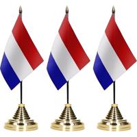 Nederland tafelvlaggetje - 15x - 10 x 15 cm - met standaard - polyester stof   -