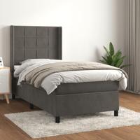 Boxspring met matras fluweel donkergrijs 90x200 cm