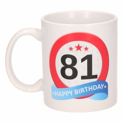 Verjaardag 81 jaar verkeersbord mok / beker