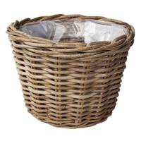 Rotan Bloembak Grey - diameter 25x18 cm - Van der leeden