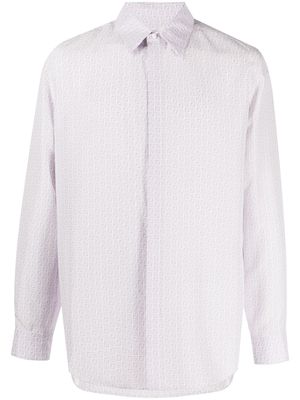 FENDI chemise en soie à motif FF - Violet