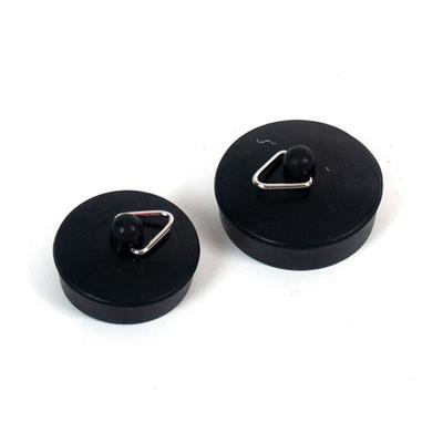 Gootsteenstop - 2x - rubber - zwart - 36 en 48 mm - wasbak afvoerstop Gootsteenstop - 2x - rubber - zwart - 36 en 48 mm - wasbak afvoerstop