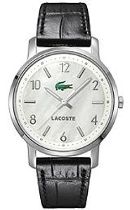 Lacoste horlogeband 2000634 / LC-41-3-14-2223 Leder Zwart 20mm + zwart stiksel