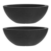 2x stuks antraciet grijze plantenschaal/pot 52 x 24 cm ovaal