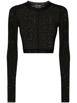 Dolce & Gabbana haut crop en tulle KIM DOLCE&GABBANA - Noir