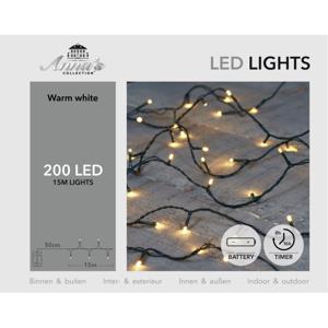 Kerstverlichting - warm wit - 1500 cm - 200 led lampjes - zwart snoer - op batterijen