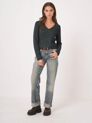 Basic V-hals trui van cashmere wolmix