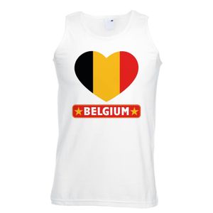 Belgie hart vlag singlet shirt/ tanktop wit heren