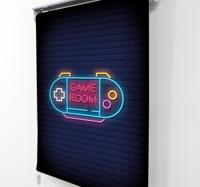 Nerd rolgordijn Speelkamer met neonlicht