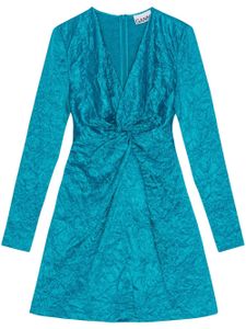 GANNI robe courte satiné à effet froissé - Bleu