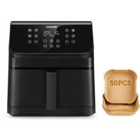 Friggitrice senza olio COSORI - Premium II Chef Edition - Capacità 6,2 l - 12 programmi - Confezione da 50 fogli di carta da forno - 1700 W - Nero