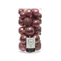 30 onbreekbare kerstballen mixkoker velours roze