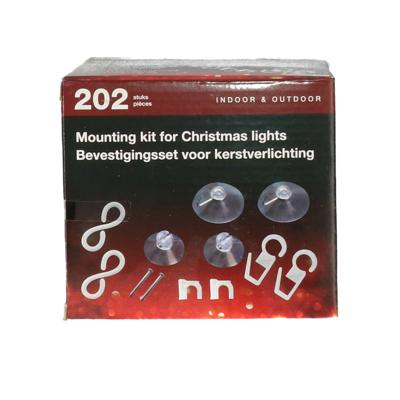 Bevestigingsset voor kerstverlichting - 202-delig - lichtsnoeren ophangen en bevestigen set