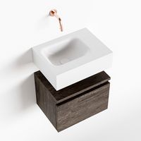 Toiletmeubel Mondiaz Andor | 40 cm | Meubelkleur Dark brown | Lex vrijhangend wastafel Talc Links | Zonder kraangat